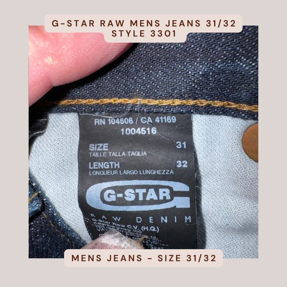 G-Star Raw Slim Men's Jean - Dark Wash - Size 31 Waist / 32 Length - Picture 2 of 5